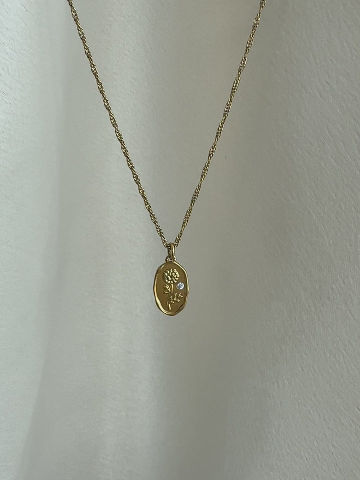 Elisajewels October Marigold Birthday Flower Pendant Necklace