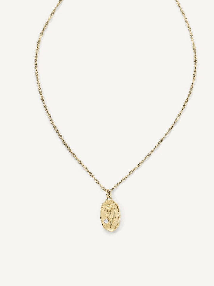 Elisajewels March Daffodil Birthday Flower Pendant Necklace