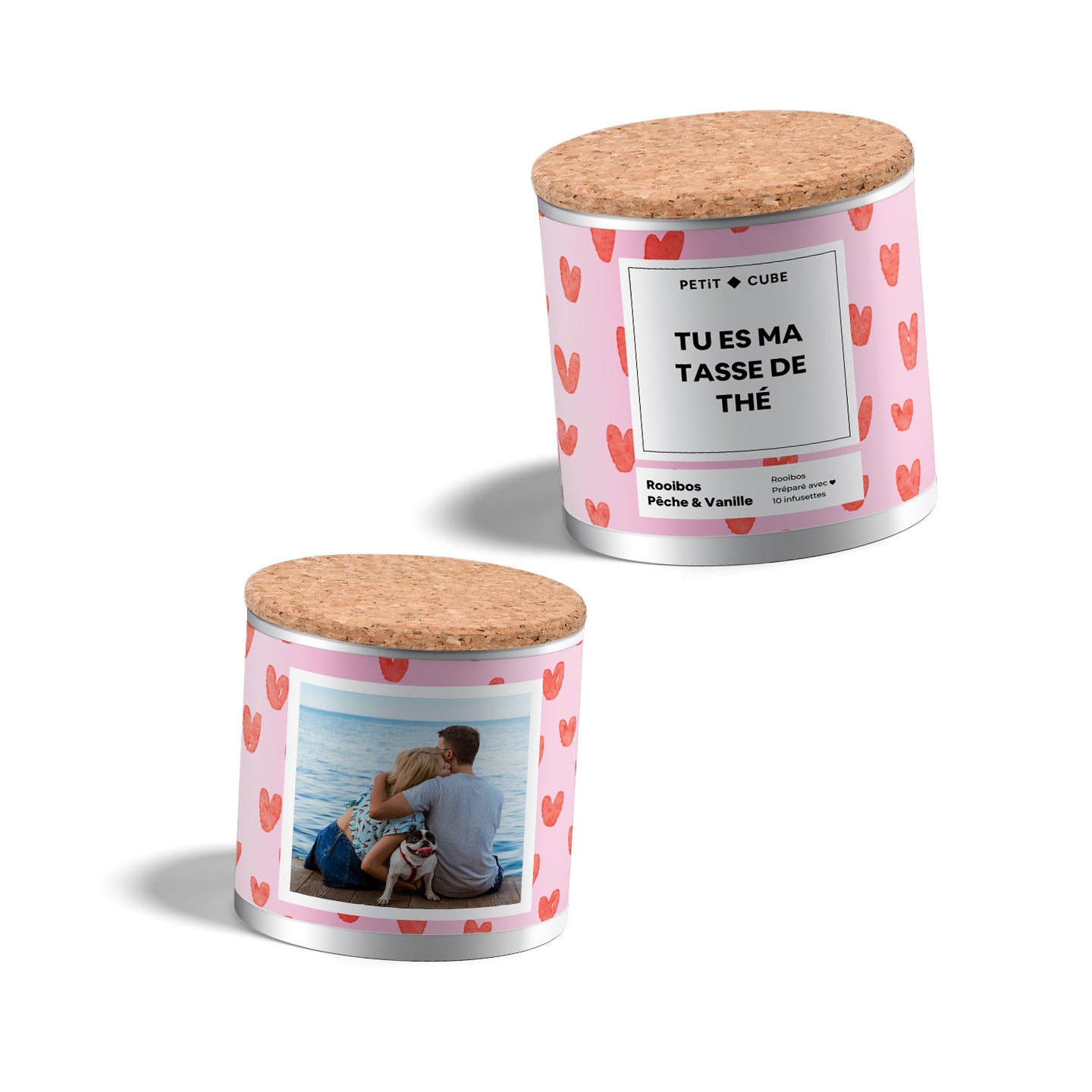 Pot de thé personnalisé avec texte et photo